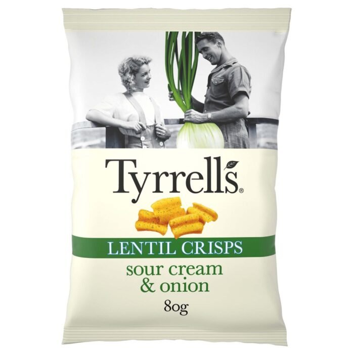 Tyrrells Lentil Sharing Crisps Sour Cream & Onion - 80g - Image 1