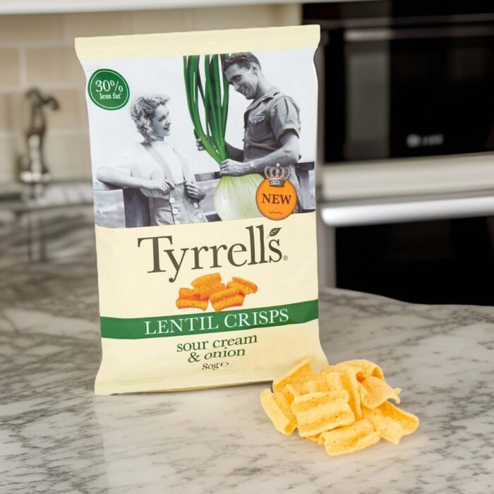 Tyrrells Lentil Sharing Crisps Sour Cream & Onion - 80g - Image 2