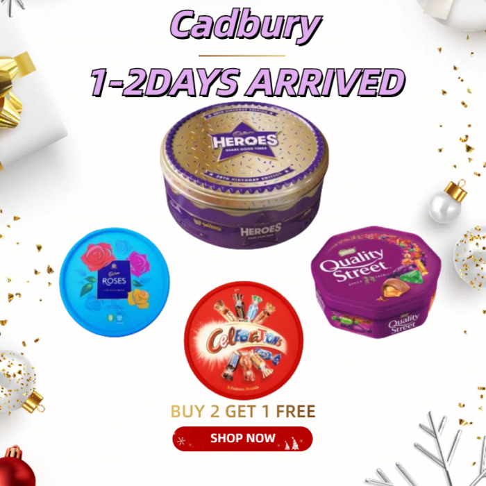 Pack of 4 includes Mars Celebrations Chocolate Bar Tubs (1.21 Pound), Nestle Quality Street (600g), Cadbury Heroes Tin (800g), and Cadbury Roses Tub (550g) - Image 2